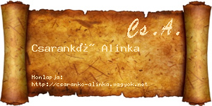 Csarankó Alinka névjegykártya